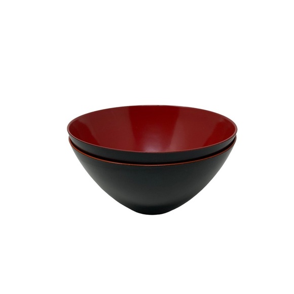 Authentic, Japanese Miso, Soup Bowls Set of 2. Black, Ted and Orange. - Picture 5 of 6
